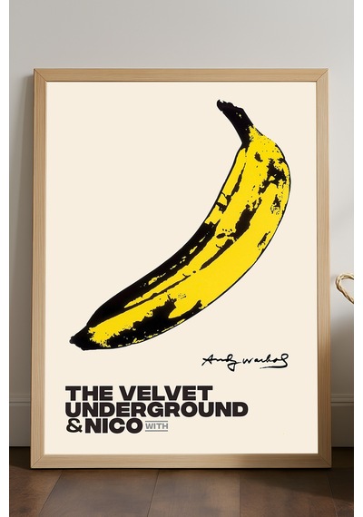 Banana Ahşap Çerçeveli Poster, Dekoratif Sanatsal Duvar Tablosu
