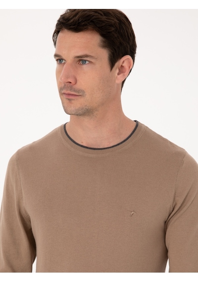 Cacharel Camel Slim Fit Kazak Kahverengi
