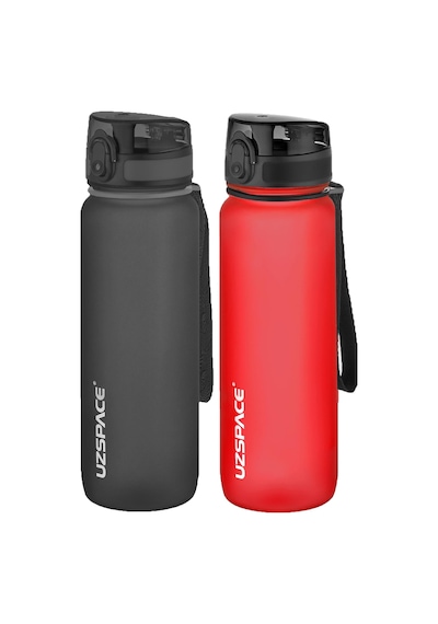 Uzspace 2'li Tritan Matara Seti 800 Ml 14 Farklı Renk Seçeneği Fiftyfifty-3053seta Siyah-Fantasyred
