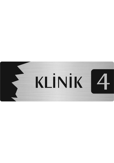 Metal Departman Kapı İsimliği, Yönlendirme Levhası Klinik 4 5x20 Cm Gümüş Renk