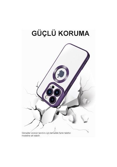 Apple Uyumlu iPhone 15 Yanları Renkli Lens Korumalı Logo Gösteren Şeffaf Luxury Silikon Kılıf