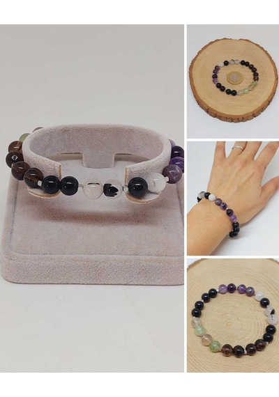 Doğal Taş Nazar Ve Kötü Enerjiden Korunma Bilekliği 8mm Unisex 55768 Çok Renkli
