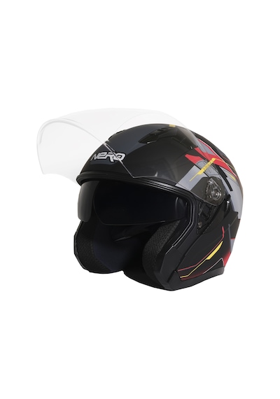 Gp Nero Mks006-mbc5r Şeffaf Vizörlü Motosiklet Yarım Kask Siyah Kırmızı