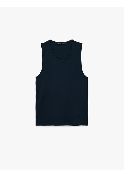 Koton Pamuklu Kolsuz Bisiklet Yaka Slim Fit Atlet Lacivert 6sam30006mk