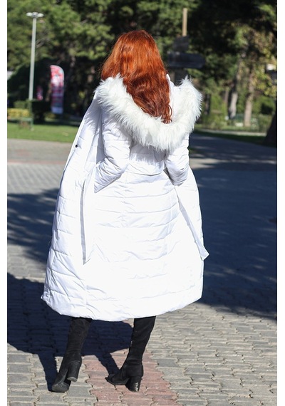 Toridas Günlük Kışlık Tam Boy Şişme Kadın Mont Bt180beyaz2 001