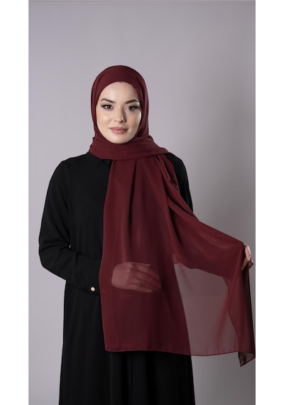 Hürrem Bone Bordo Pratik Hazır Geçmeli Şal Şifon Kumaş Hijab Bone 3009 16