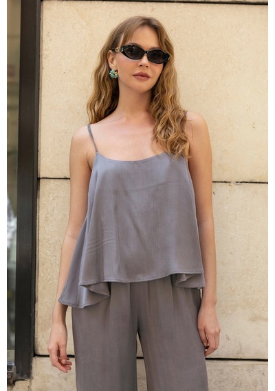 Meine Liebe Unterwäsche Soft Touch Dokulu Bluz Pantolon Takım Vizon