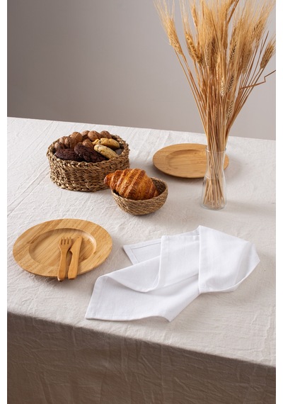 Wellstil Premium Keten Peçete 2'li 40 x 40 Beyaz