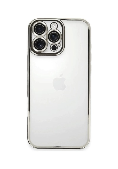 Apple Uyumlu iPhone 16 Pro Max Uyumlu Kılıf Lensli Silikon - Gümüş