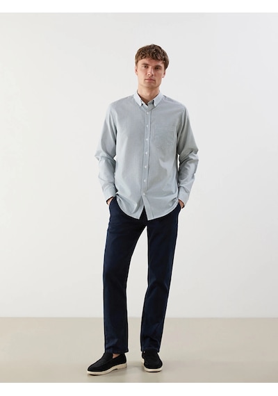 Lcwaıkıkı Classic Yeşil Regular Fit Uzun Kollu Çizgili Poplin Erkek Gömlek