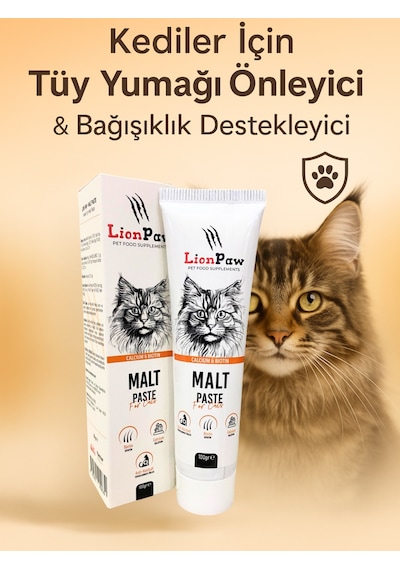 Lion Paw Anti Hairball Tüy Yumağı Önleyici Malt Macun Biotin Kalsiyum İçerikli 100 G