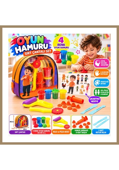 Bezos 6717 Oyun Hamur Set Gupi Sırt Çnt 4x50gr Gup 22 Çok Renkli