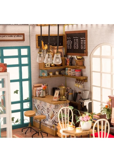 Rolife Dg109 Simon'ın Kahve Dükkanı Simon's Coffee Dıy Minyatür Maket Model Set Miniature Dollhouse 3d Model Kit Detaylı Dekoratif Hobi Seti 3d Puzzle Tiny House