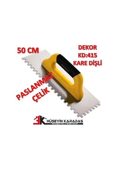 Dekor Hassan Seramik Malası Paslanmaz Kare Dişli 50 CM