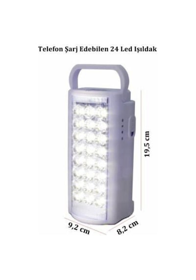 Almina Usb Şarj Çıkışlı 24 Ledli 80 Saat Yanan Led Işıldak Telefon Şarj Eden Işıldak Mavi