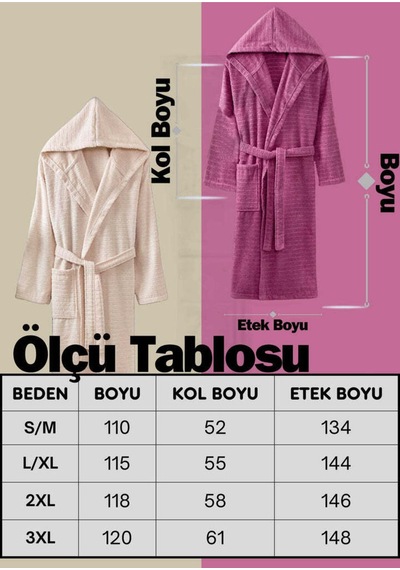 Doğa 2'li Set Mürdüm Bej Kapüşonlu Bornoz Bej - Mürdüm