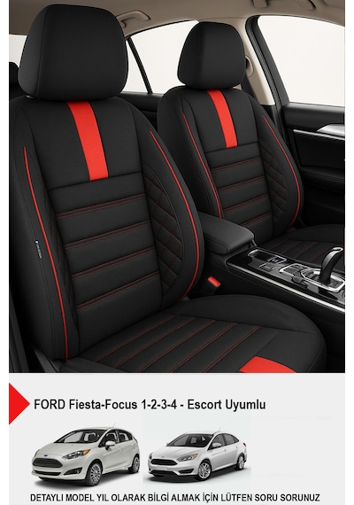 Oniks Füme Oto Koltuk Kılıfı Ford Focus-fiesta-escort Uyumlu Kırmızı