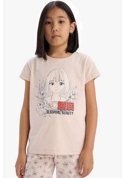 DeFacto Kız Çocuk Pijama Takımı Baskılı Kısa Kollu Üst Beli Lastikli Uzun Alt E0542A825SMPN447 Pembe DeFacto Kız Çocuk Pijama Takımı Baskılı Kısa Kollu Üst Beli Lastikli Uzun Alt E0542A825SMPN447 Pembe