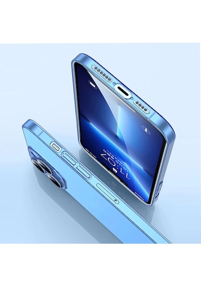 Hepsi Ally iPhone Uyumlu 14 Plus 6.7inch Frosted Glass Şeffaf Kamera Korumalı Kılıf- 5775 Najmaddin Siyah