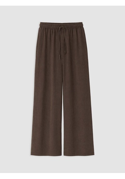 Lcw Modest Kahverengi Beli Lastikli Kadın Geniş Paça Pantolon