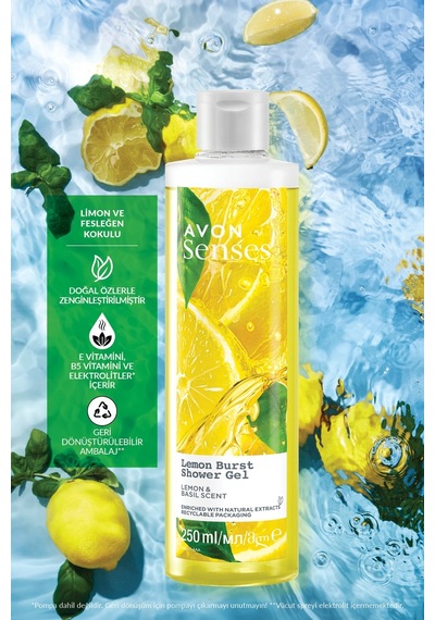 Avon Senses Lemon Burst Limon Ve Reyhan Kokulu Duş Jeli 250 ML