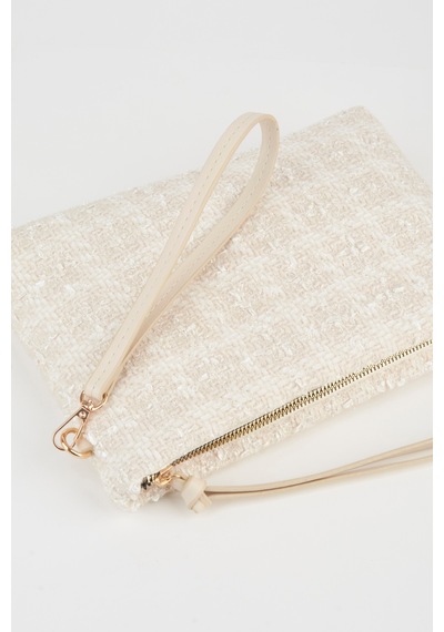 Vivaq Kadın Bellis Tweed Kumaş Krem Astarlı Suni Deri Bilek Askılı Portföy El Ve Clutch Çanta