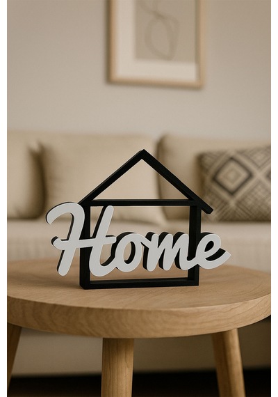 Home Yazılı Şık Ev Figürü Modern Dekoratif Aksesuar Siyah - 720779077
