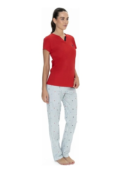 U.s. Polo Assn. 20060b Kadın Kırmızı Yarım Kollu Yarım Patlı Pijama Takımı Kırmızı