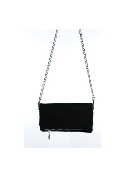 Thomas Siyah Süet Hakiki Deri Kadın Boncuklu Clutch Çanta Siyah