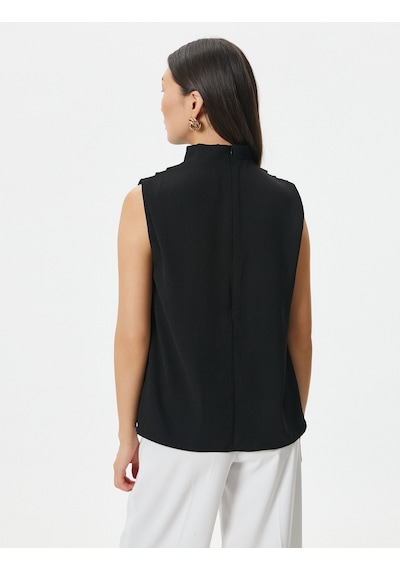 Koton Drape Yaka Bluz Kolsuz Siyah 4sak60025uw Siyah