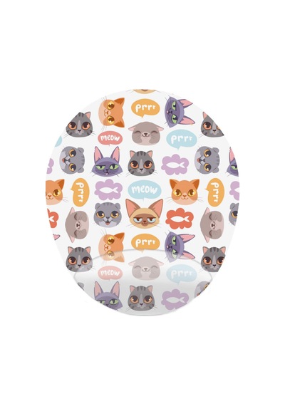 Zıpır Kediler Şirin Kafalar - Bilek Destekli Oval - Kedili Mousepad 20x23 Cm