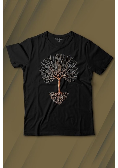 Kendim Seçtim Nature Hayat Ağacı Kuru Ağaç Kökü Baskılı Tişört Çocuk T-shirt 001