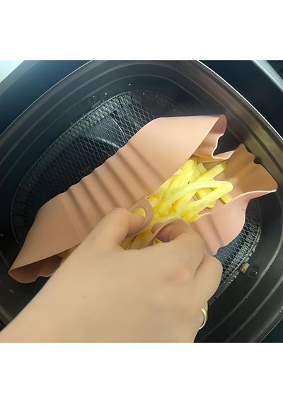 Renkli Isıya Dayanıklı Yıkanılabilir Silikon Fırın Ve Airfryer Kare Model Pişirme Matı 20 Cm Vizon
