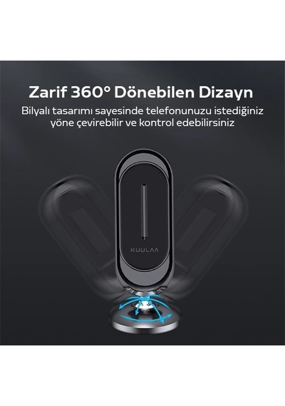 Kuulaa Universal Mıknatıslı Standlı Cep Telefon Araç Tutucu Aluminum- 5775 Siyah