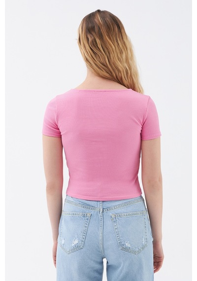 Fitted Kadın Tshirt K.kol Pembe