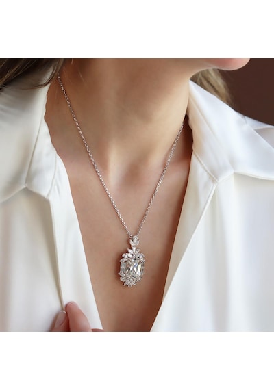 Okyanusun Kalbi Baget Sky Diamond Gümüş Kolye Gümüş