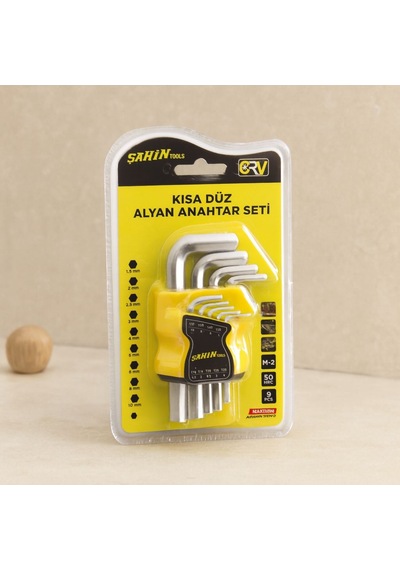 Alyan Anahtar Seti 9 Parça Kısa Düz 1.5-10 Mm
