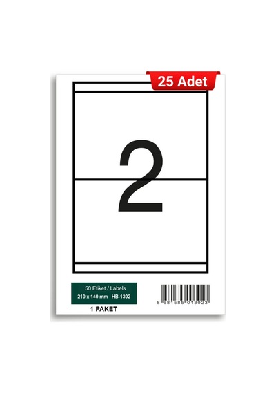 Herboy Hb-1302 210 X 140 Mm A4 Baskılı Laser Etiket 25 Adet