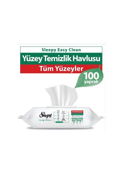 Sleepy Easy Clean Beyaz Sabun Katkılı Yüzey Temizlik Islak Havlusu - 100'lü 5 Paket Tekli