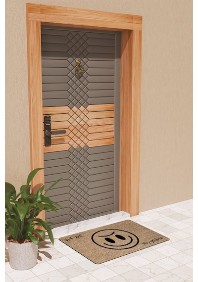 Rugmood Modern Dijtal Baskı Hoşgeldiniz Güle Güle Smile Kapı Önü Paspası Çok Renkli