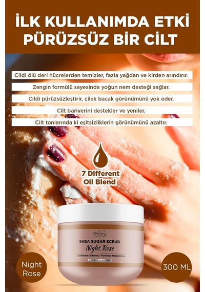 Body Scrub Besleyici, Nemlendirici Ve Arındırıcı, Shea Şeker Scrub 300 Ml Night Rose