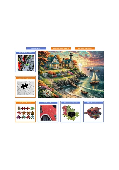 Nova Puzzle 1000 Parça Gün Batımında Sakin Liman Puzzle - 41197 - Deniz Feneri