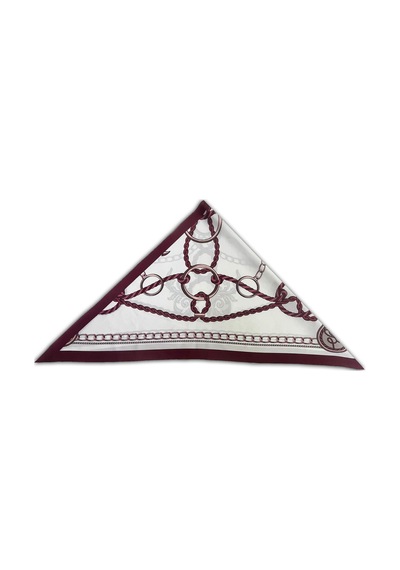 Tarzını Seç Zincir Desenli Kırmızı Üçgen Fular Bandana Estacraft - 100x45 Cm
