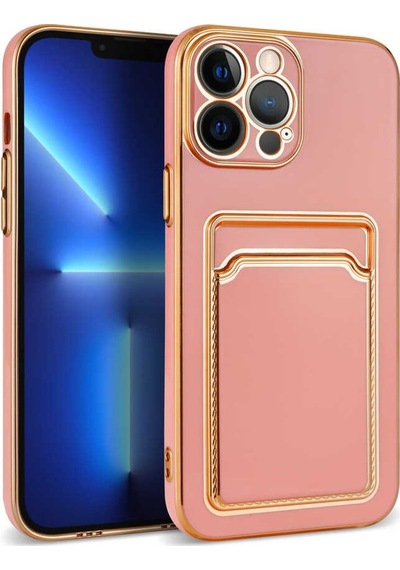 Zeyline Apple Uyumlu iPhone 12 Pro Max Zore Bark Kartlıklı Kapak-rose Gold