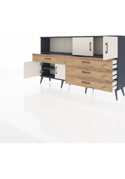 Arges Konsol 2 Raflı 4 Çekmeceli 4 Kapaklı 176x30x99 Antrasit-aytaşı/çam Aytası/atlas Çam - Antrasıt Arges Konsol 2 Raflı 4 Çekmeceli 4 Kapaklı 176x30x99 Antrasit-aytaşı/çam Aytası/atlas Çam - Antrasıt