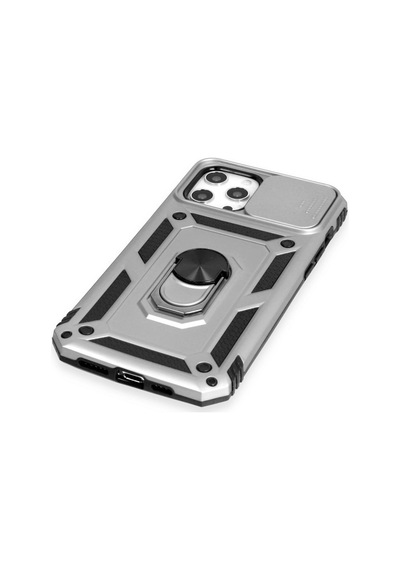 iPhone  Uyumlu  12 Pro Max Kılıf Pars Lens Yüzüklü Silikon - Gümüş Çokrenkli