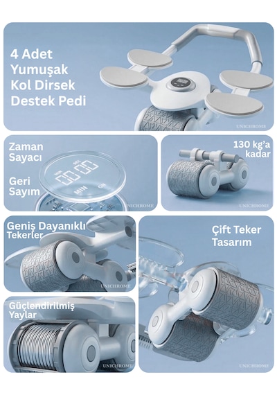 Dijital Ekranlı Çek Bırak - Dirsek Destekli Mekik Aleti - Karın Egzersiz Aleti