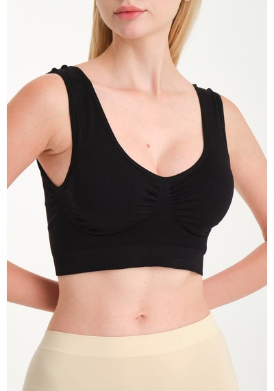 Fit Women Kalın Askılı Pedli Büstiyer Siyah