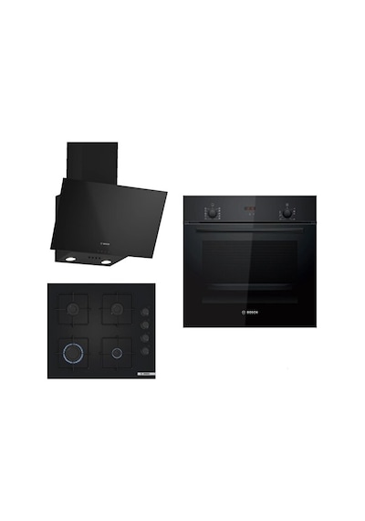 Bosch Ankastre Set 314 ( HBF512BB1T - POP6C6P31O - DWK63PJ61T ) Siyah