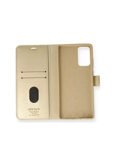 Newface Samsung Galaxy Note 20 Kılıf Trend S Plus Kapaklı Kılıf - Gold Altın